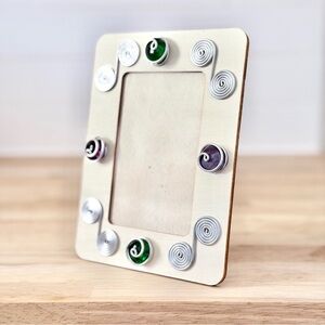 Spiral Photo Frame Handcrafted Bejeweled Wooden NWT